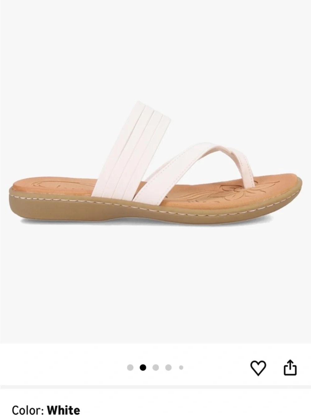 b.o.c. White Elastic Toe-Post Slide Sandals - Picture 1 of 9